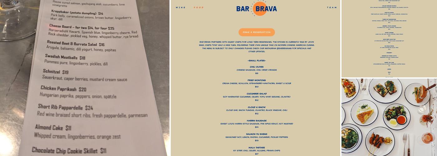Bar Brava Menu