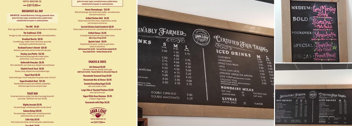 Java Love Coffee Roasting Co Suffern Menu
