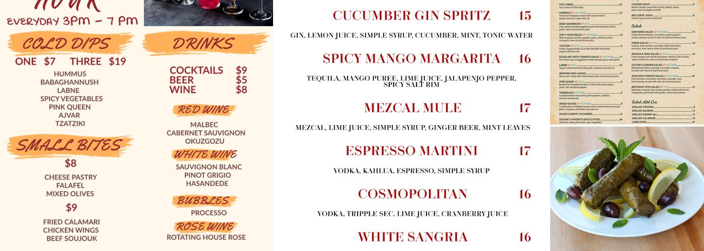 Sultan Mediterranean Cuisine Menu