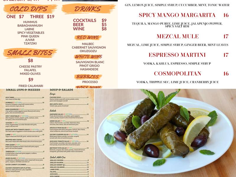 Sultan Mediterranean Cuisine Menu
