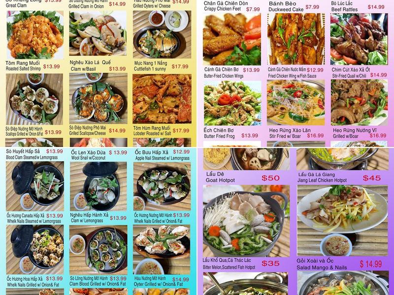 De Nhat lau va oc Menu
