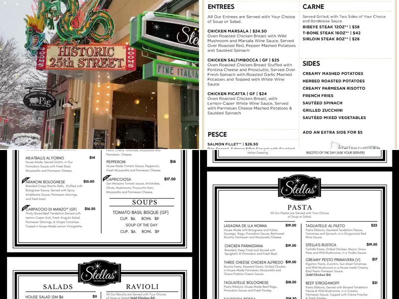 Stellas on 25th Menu