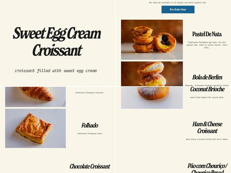 Pastelaria Adega Menu