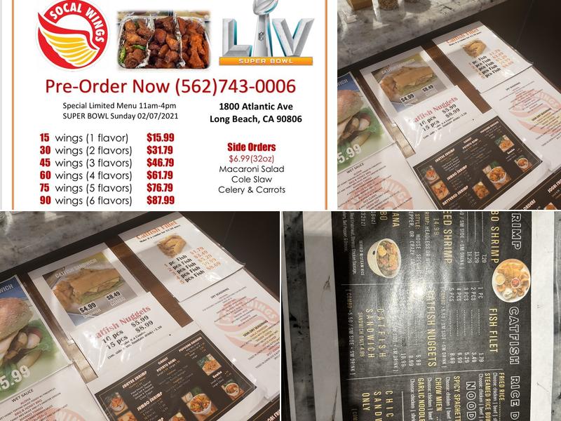 SoCal Wings Menu