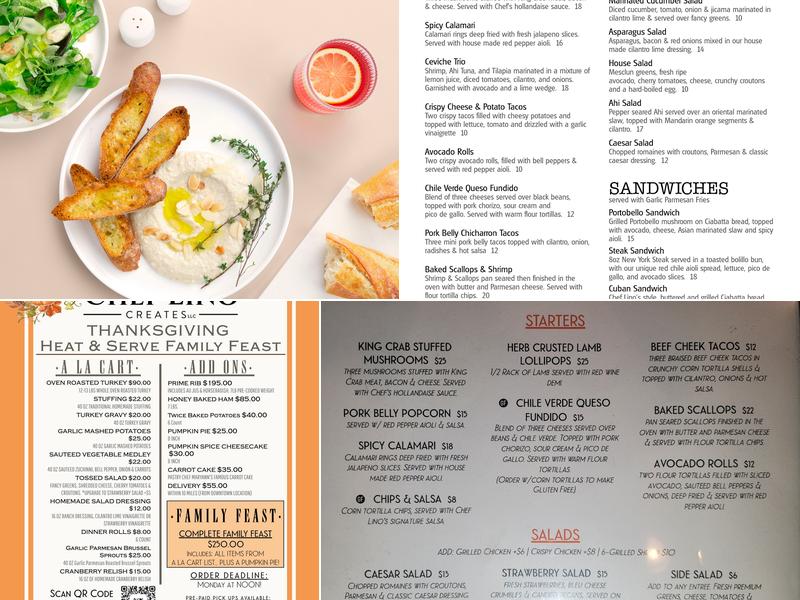 Chef Lino’s Grill & Catering Menu