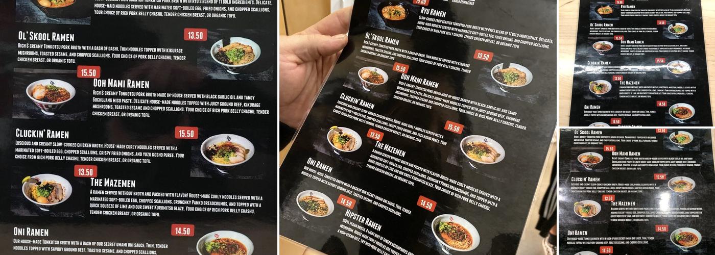 Ryu Ramen Menu