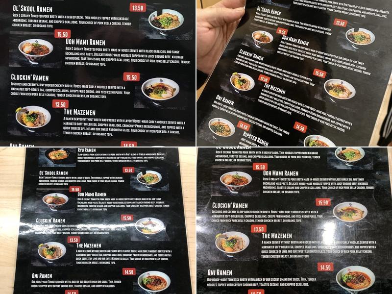 Ryu Ramen Menu