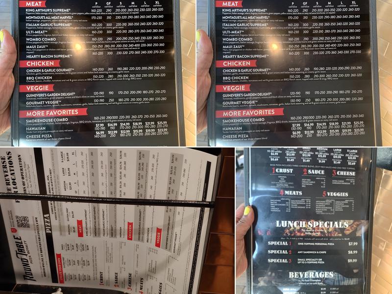 Round Table Pizza Menu