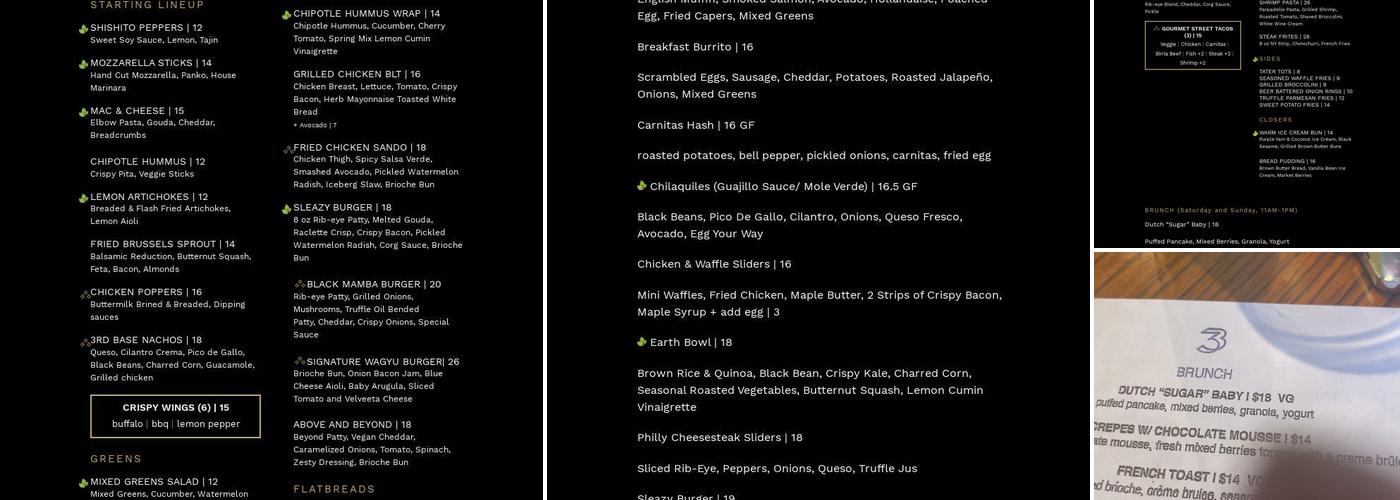 3rd Base LA Menu