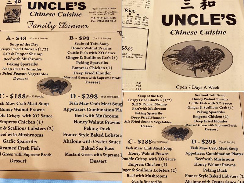 Uncle's Chinese Cuisine Menu