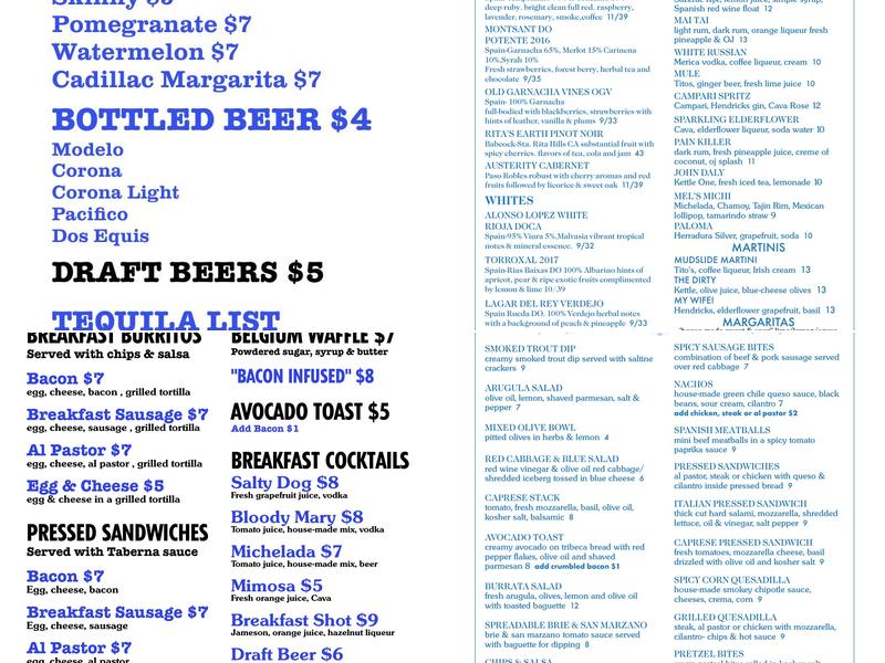Taberna Menu