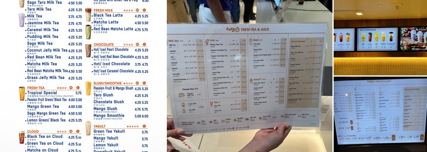CoCo Bubble Tea - Valley Fair Menu