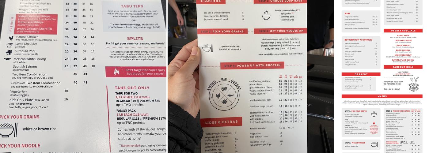 Tabu Shabu - Thousand Oaks Menu