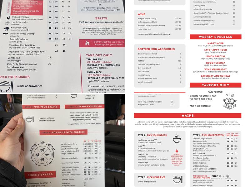 Tabu Shabu - Thousand Oaks Menu