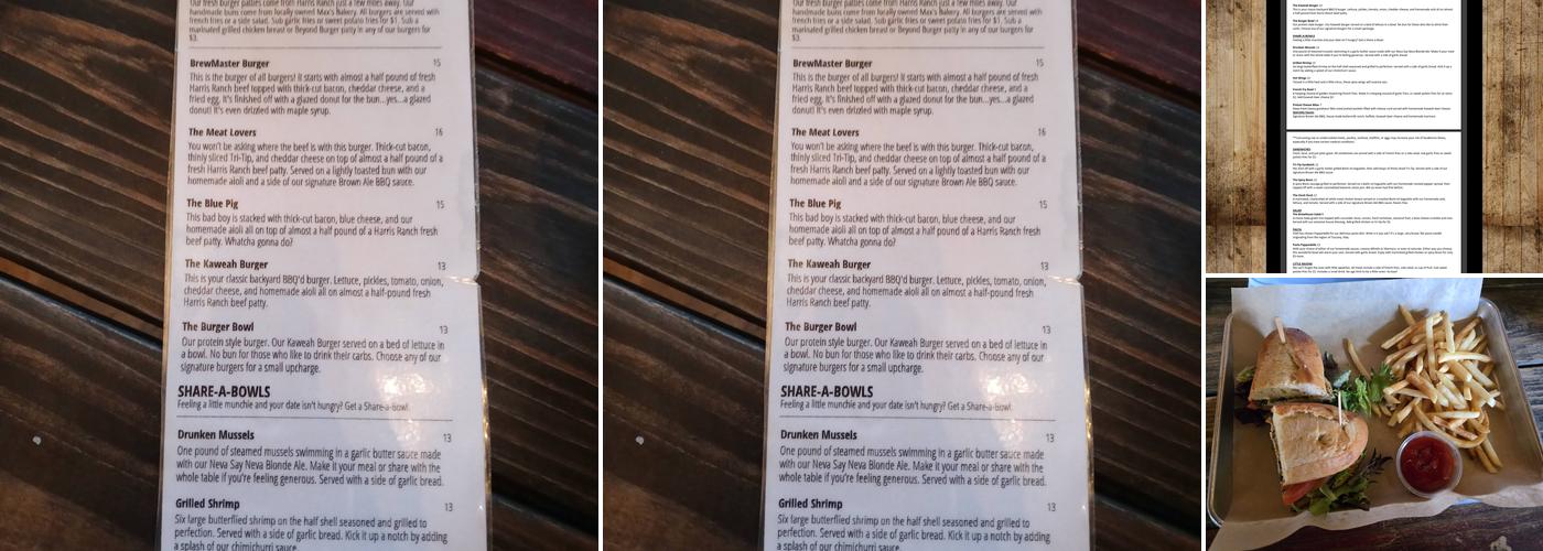 Kaweah Brewing Co. Taproom & Restaurant Menu