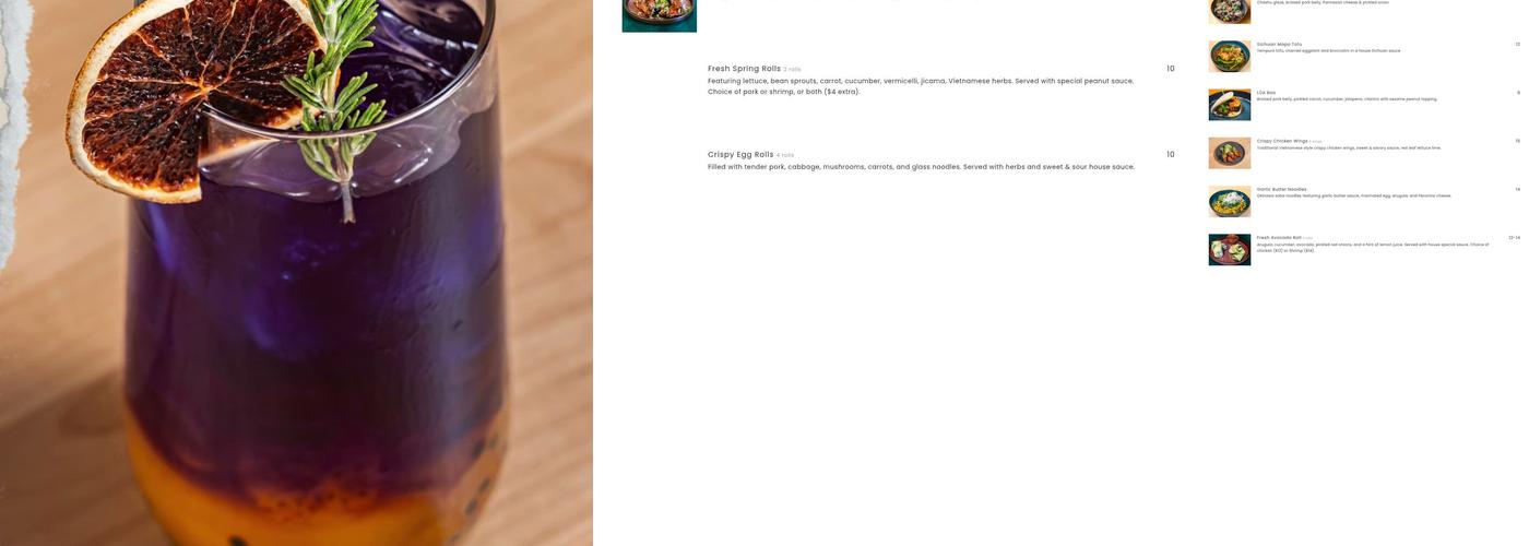 LUA Asian Fusion Eatery Menu