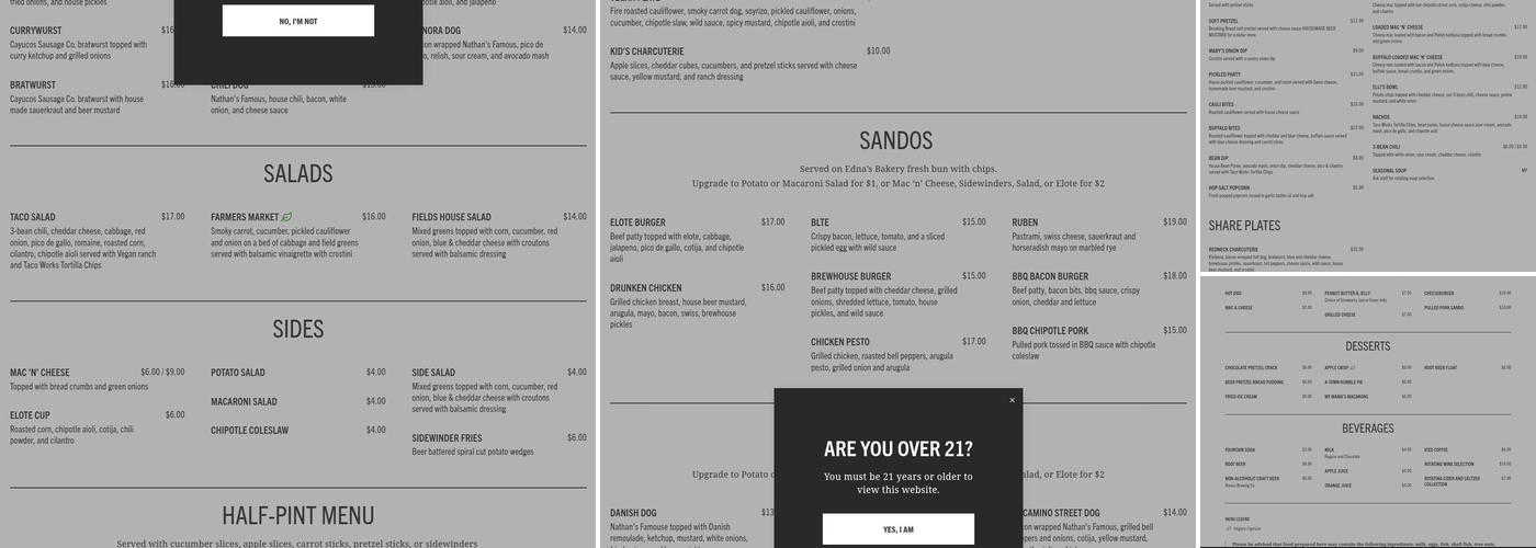 Wild Fields Brewhouse Menu