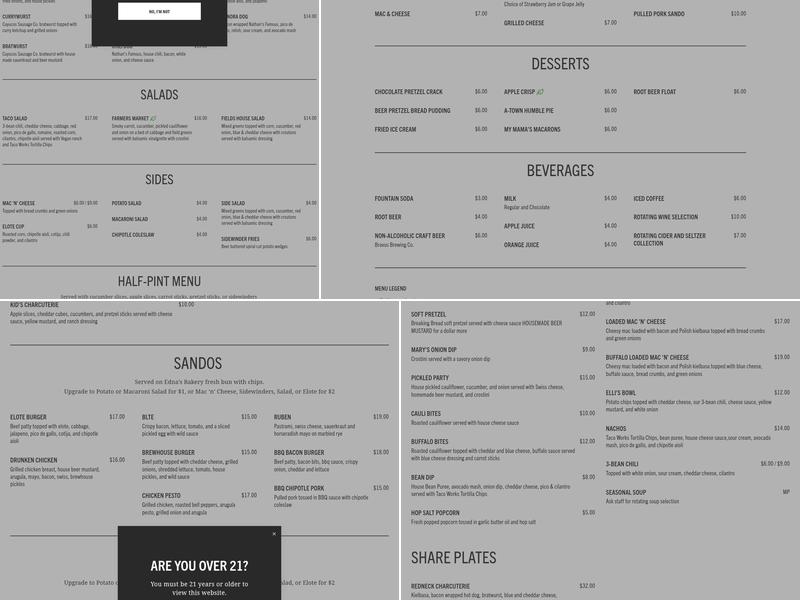 Wild Fields Brewhouse Menu