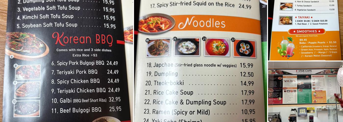 8 Star K Restaurant Menu