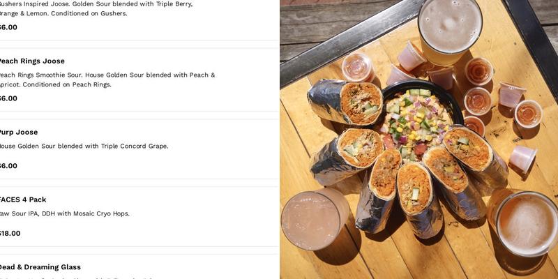 Rake Beer Project Menu