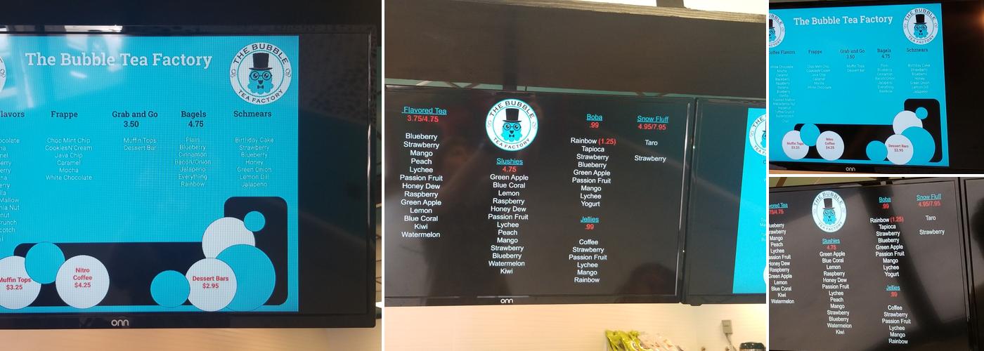 The Bubble Tea Factory Menu