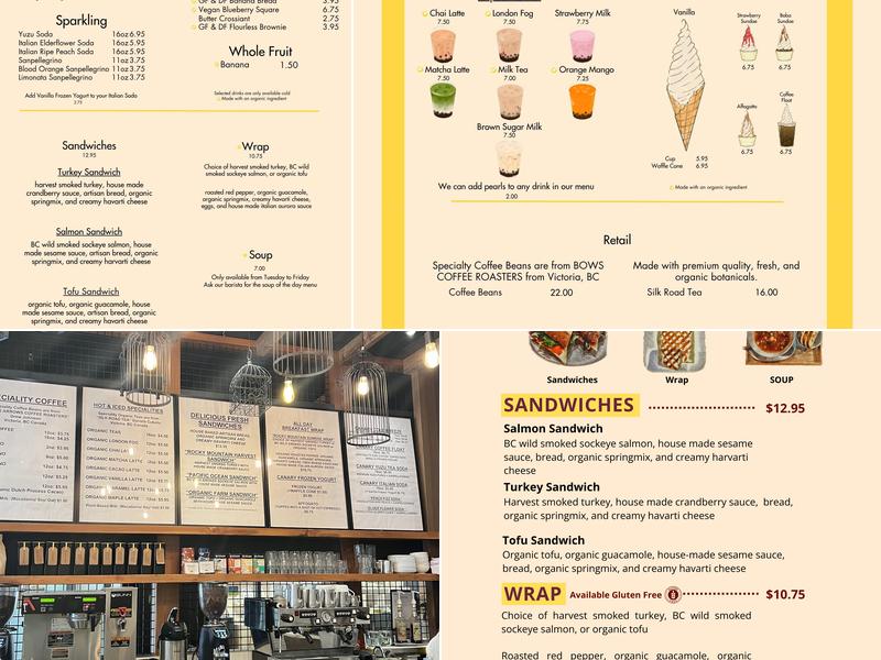 Canary Coffee Menu