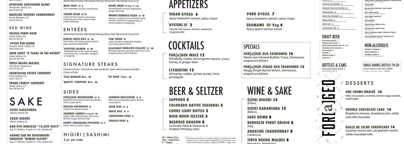 Foraged Restaurant Menu