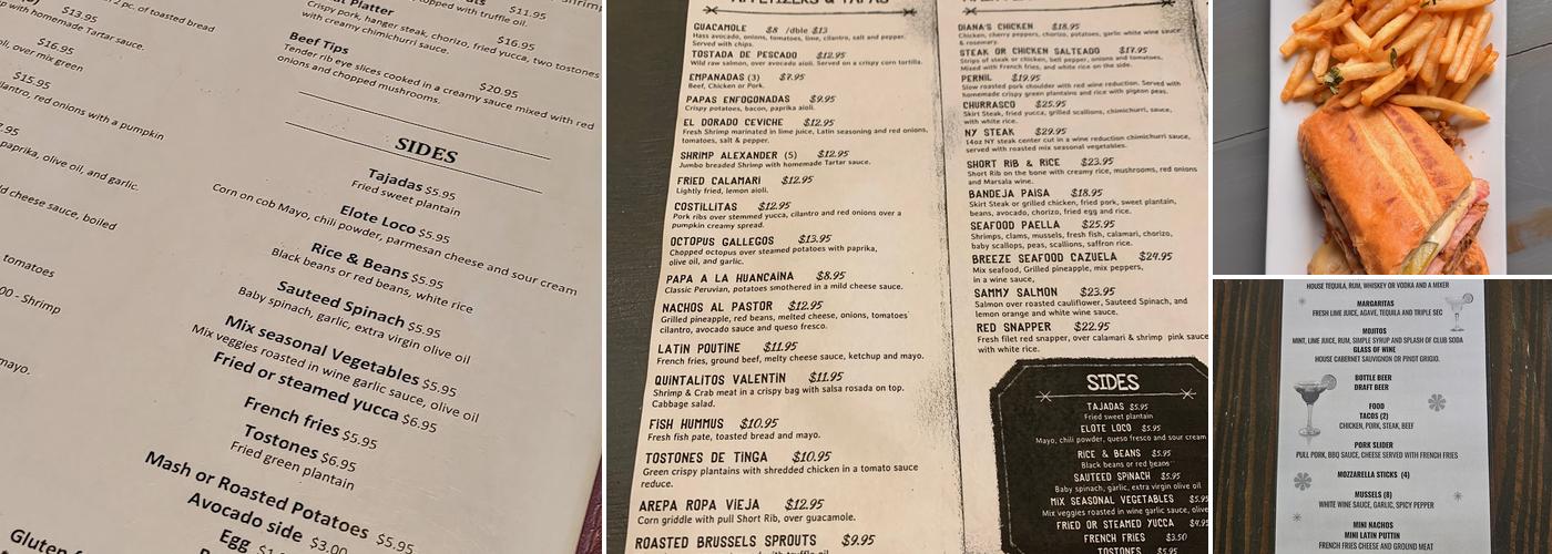 Breeze Latin Fusion cuisine Menu