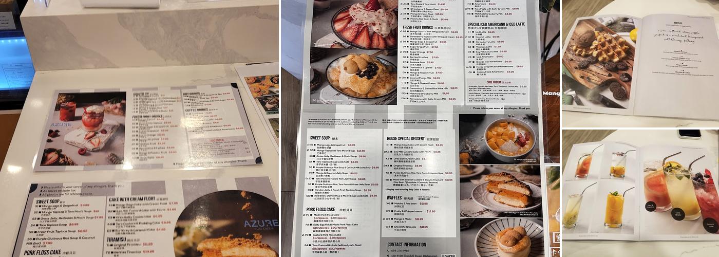 Azure Play Cafe Menu