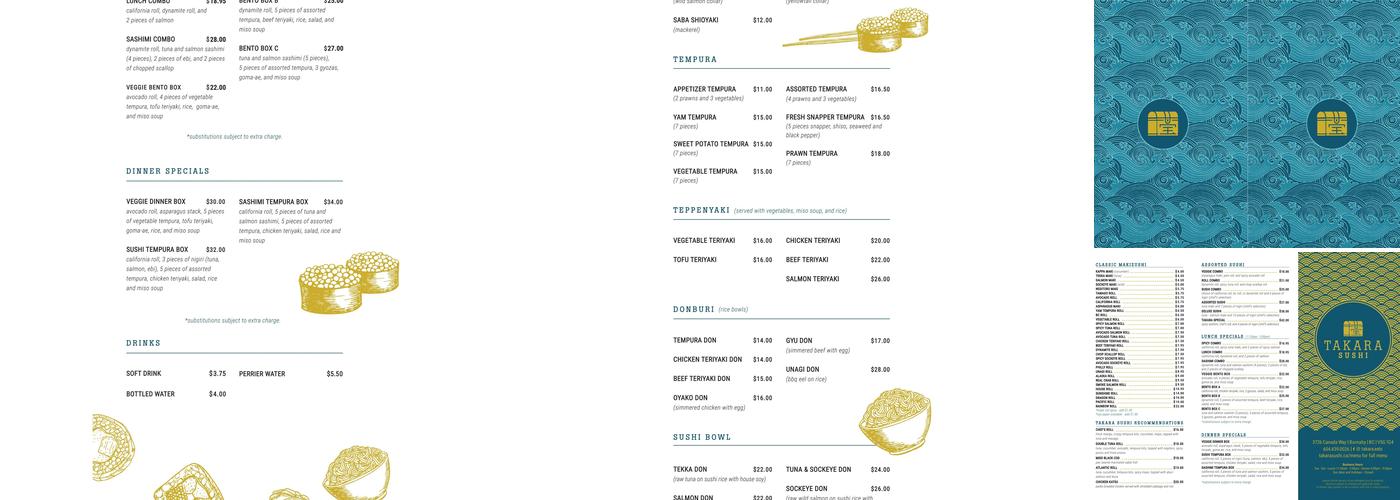 Takara Sushi Menu