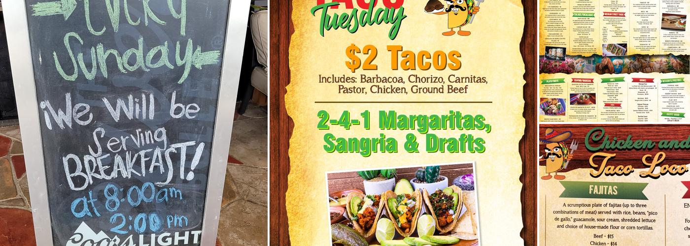 Chicken and Taco Loco Bar & Grill Menu