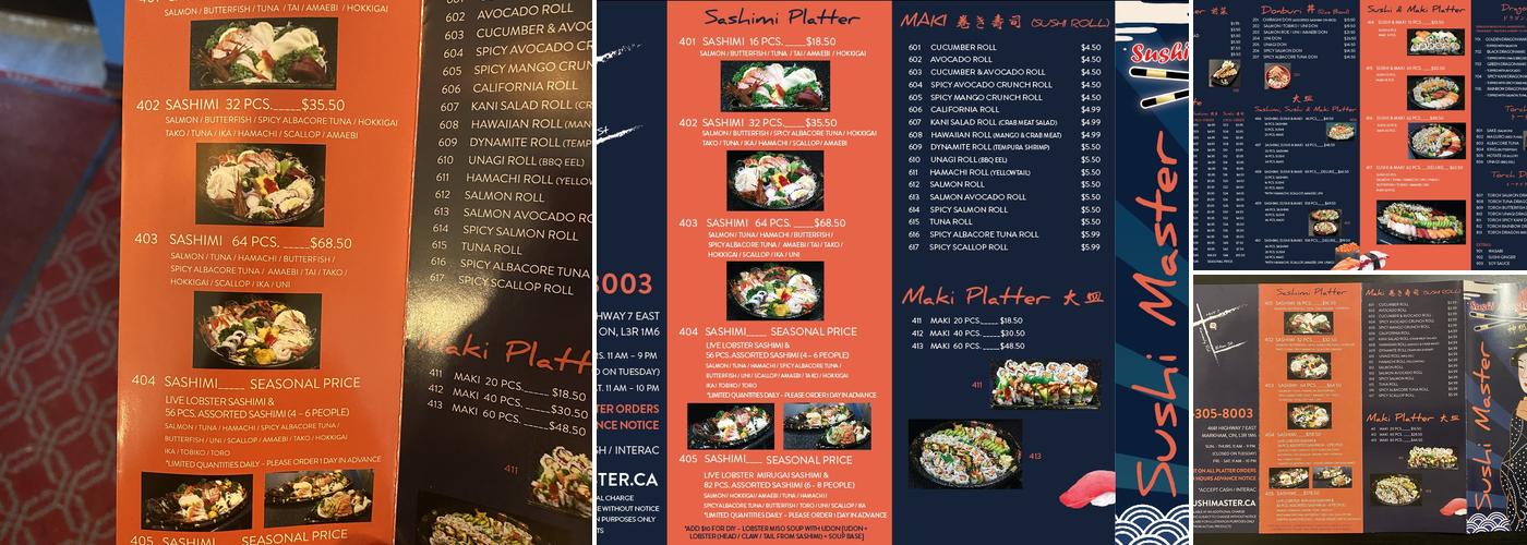 Sushi Master Menu