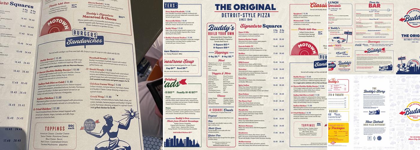 Buddy's Pizza Menu