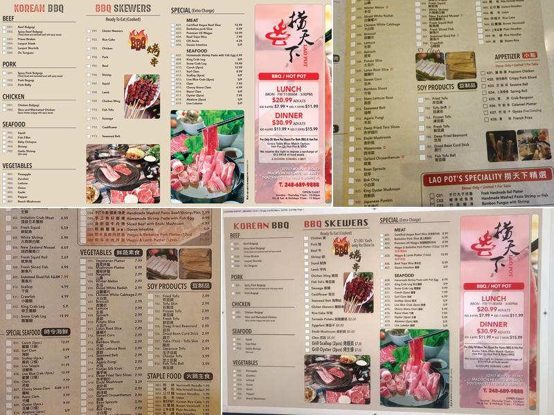 Lao Pot Menu