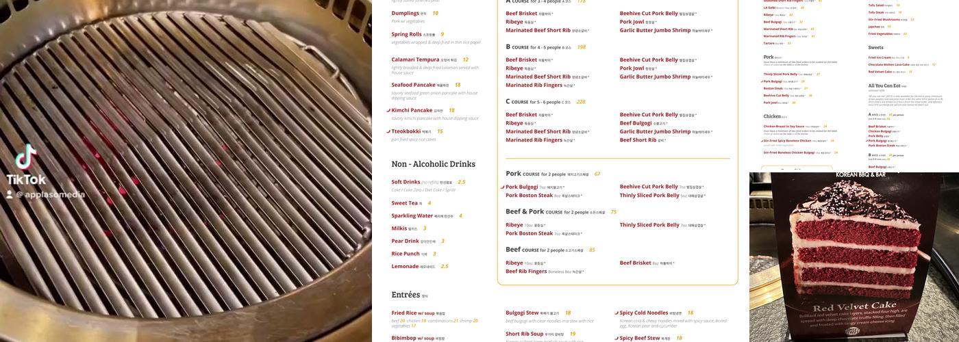 Park 27 Korean BBQ and Bar - Midtown Menu