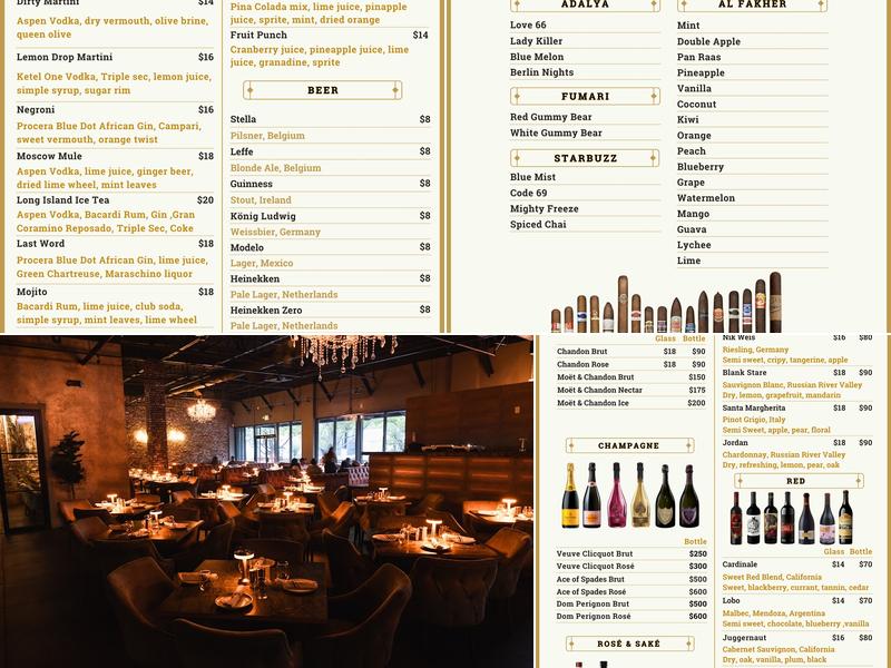 Pasha Restaurant and Bar Menu