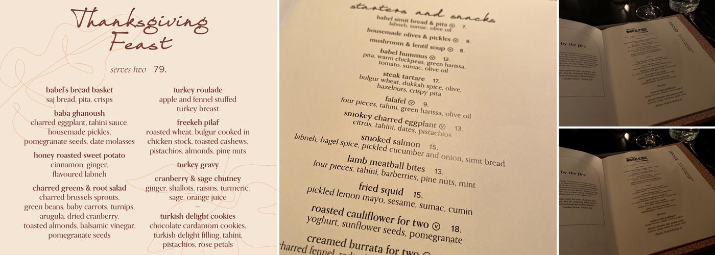 Babel Restaurant Menu