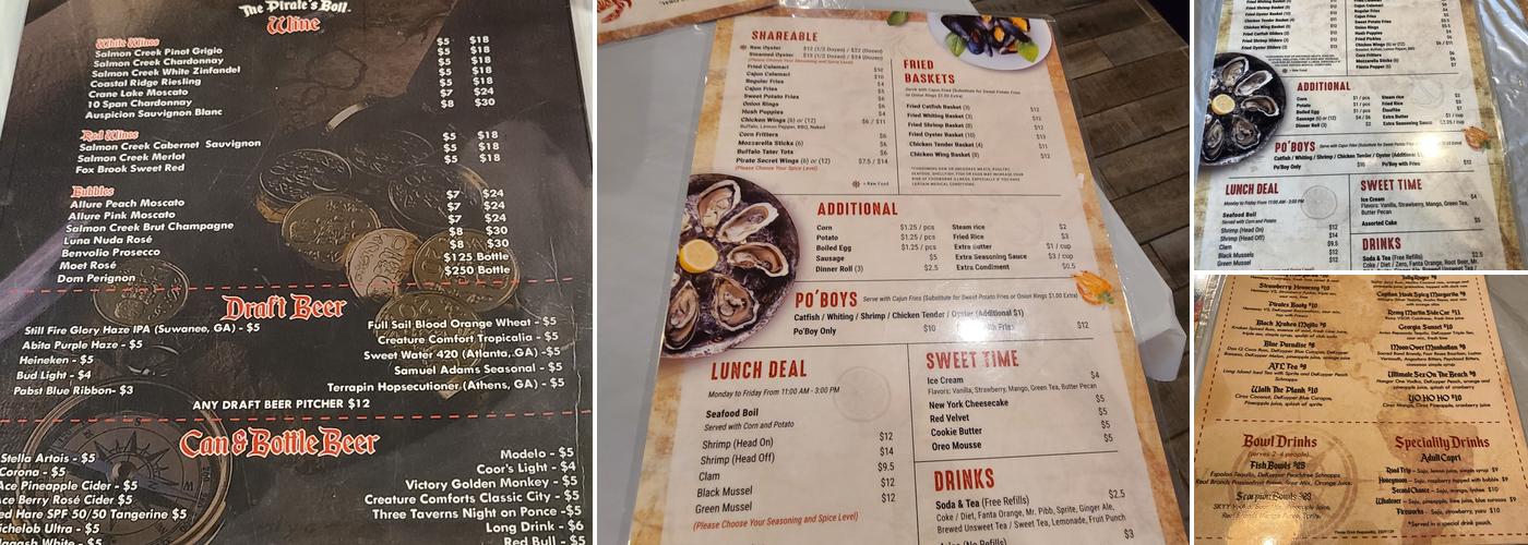 The Pirate’s Boil Menu