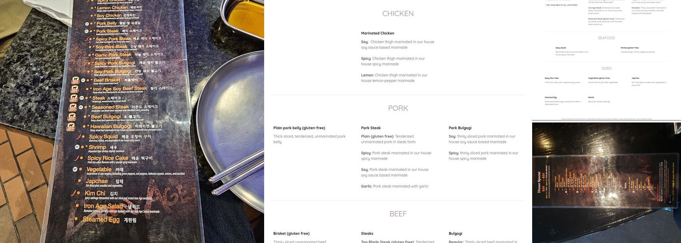 Iron Age Glenview Menu