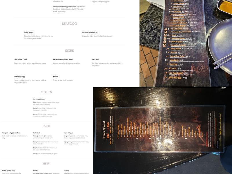 Iron Age Glenview Menu