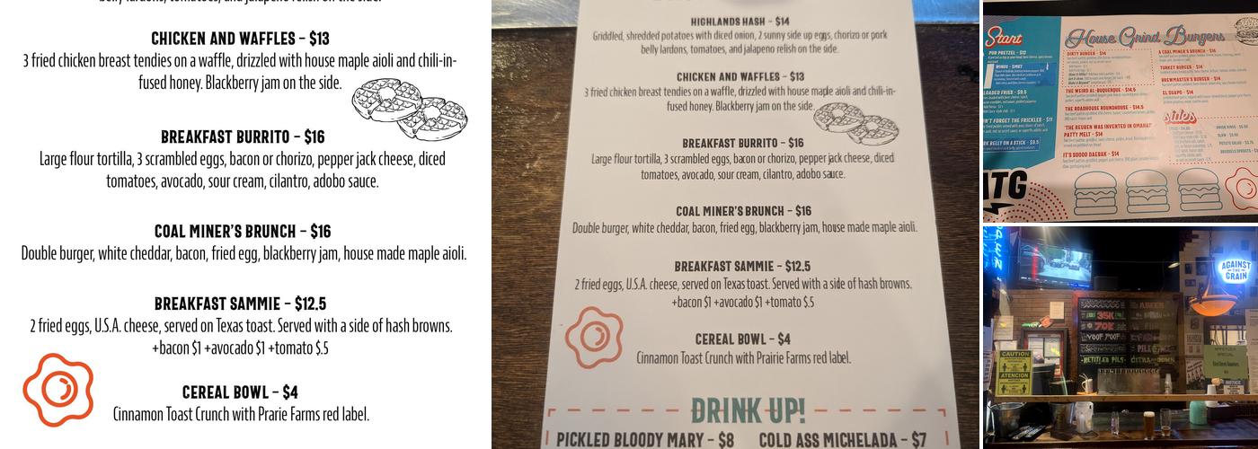 Against the Grain Brewery and Public House Menu