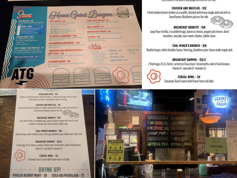 Against the Grain Brewery and Public House Menu