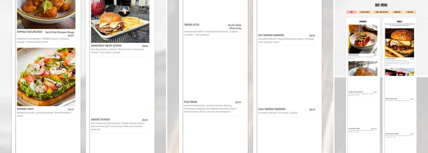 Lua Brewing Menu