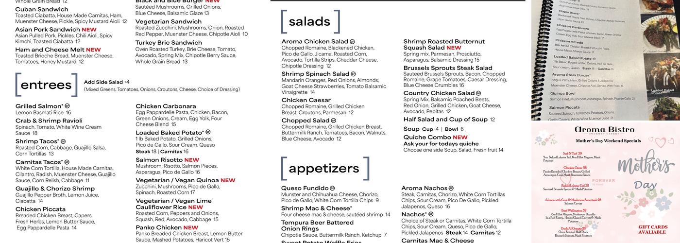 Aroma Bistro Menu