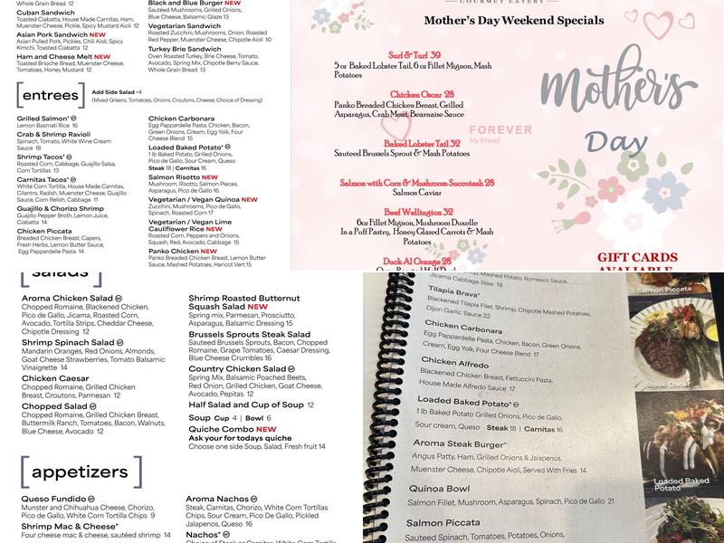 Aroma Bistro Menu