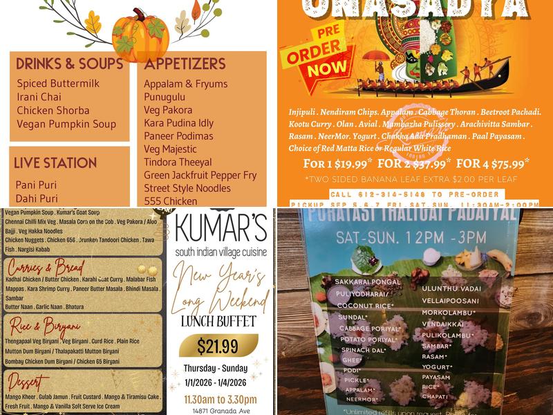 Kumar's Apple Valley Menu