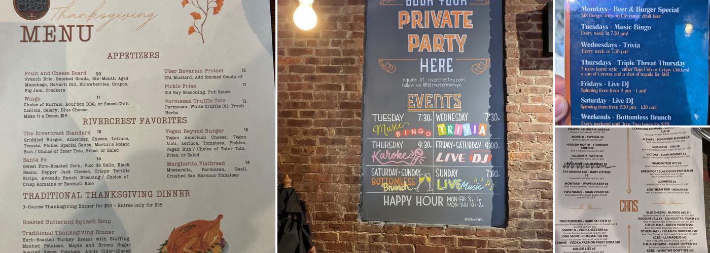 Rivercrest Menu