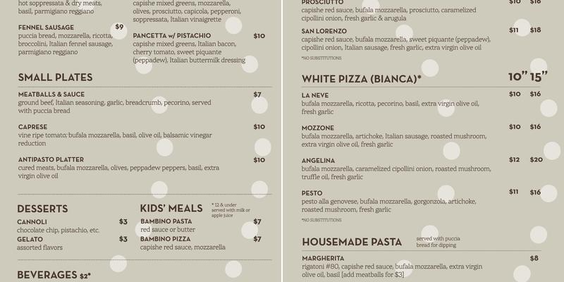 Capishe: Real Italian Kitchen (Southpark location) Menu