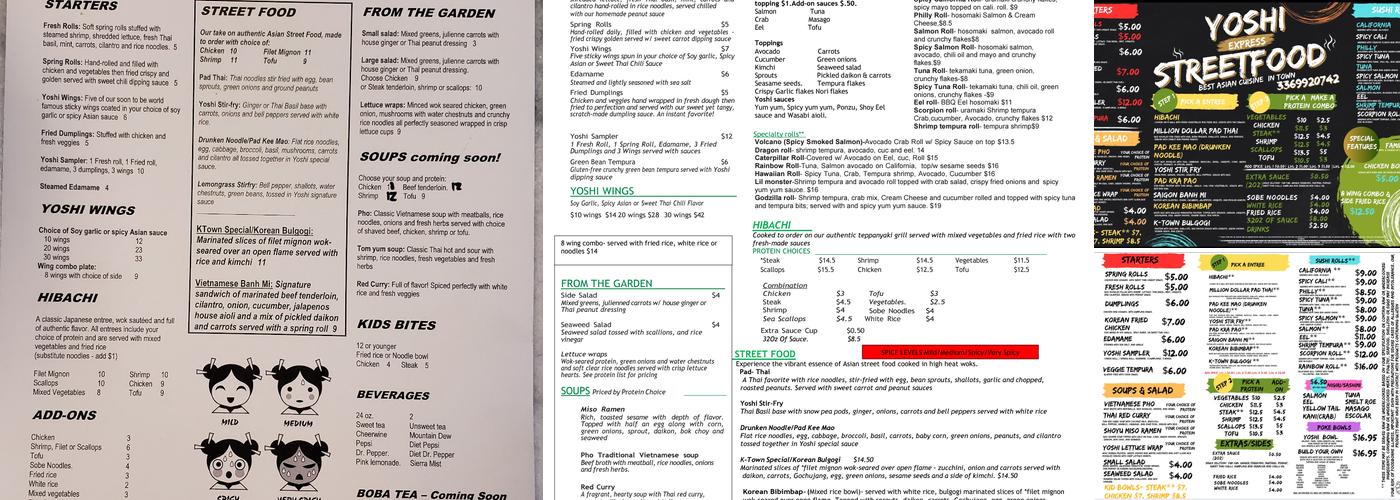 Yoshi Express Menu