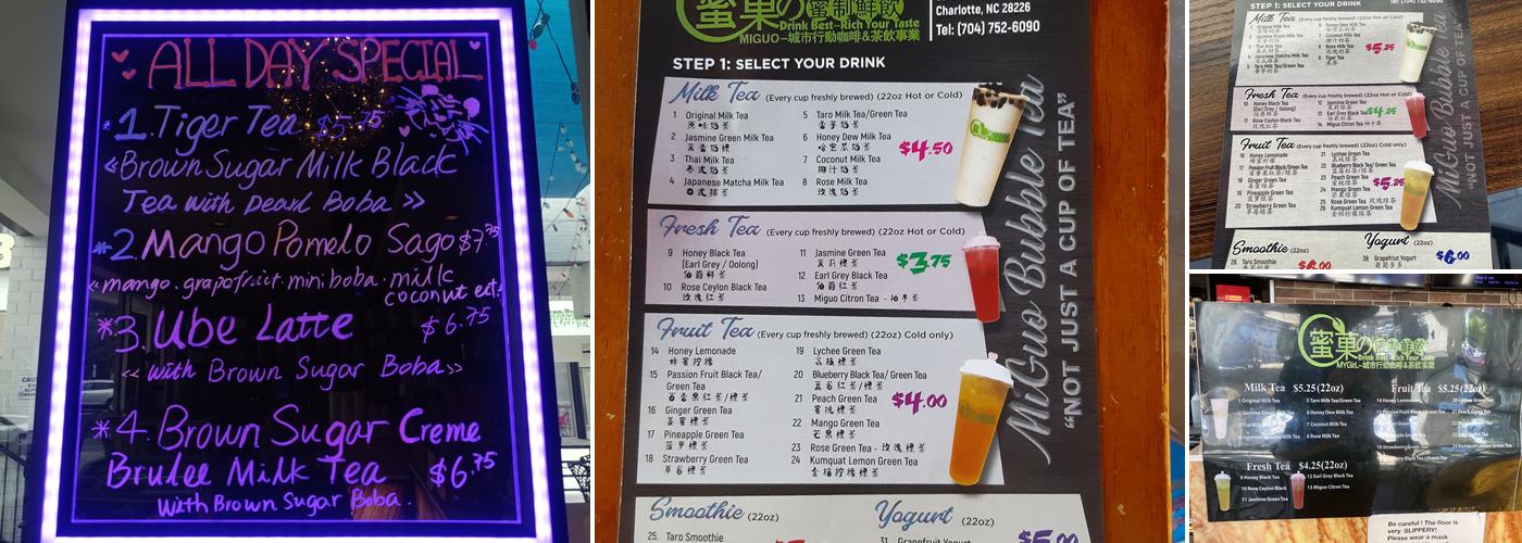 MiGuo Bubble Tea Menu